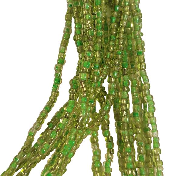 48" Long Lime Green Seed Bead Necklace Boho Multistrand India Handmade NEW - Picture 5 of 9